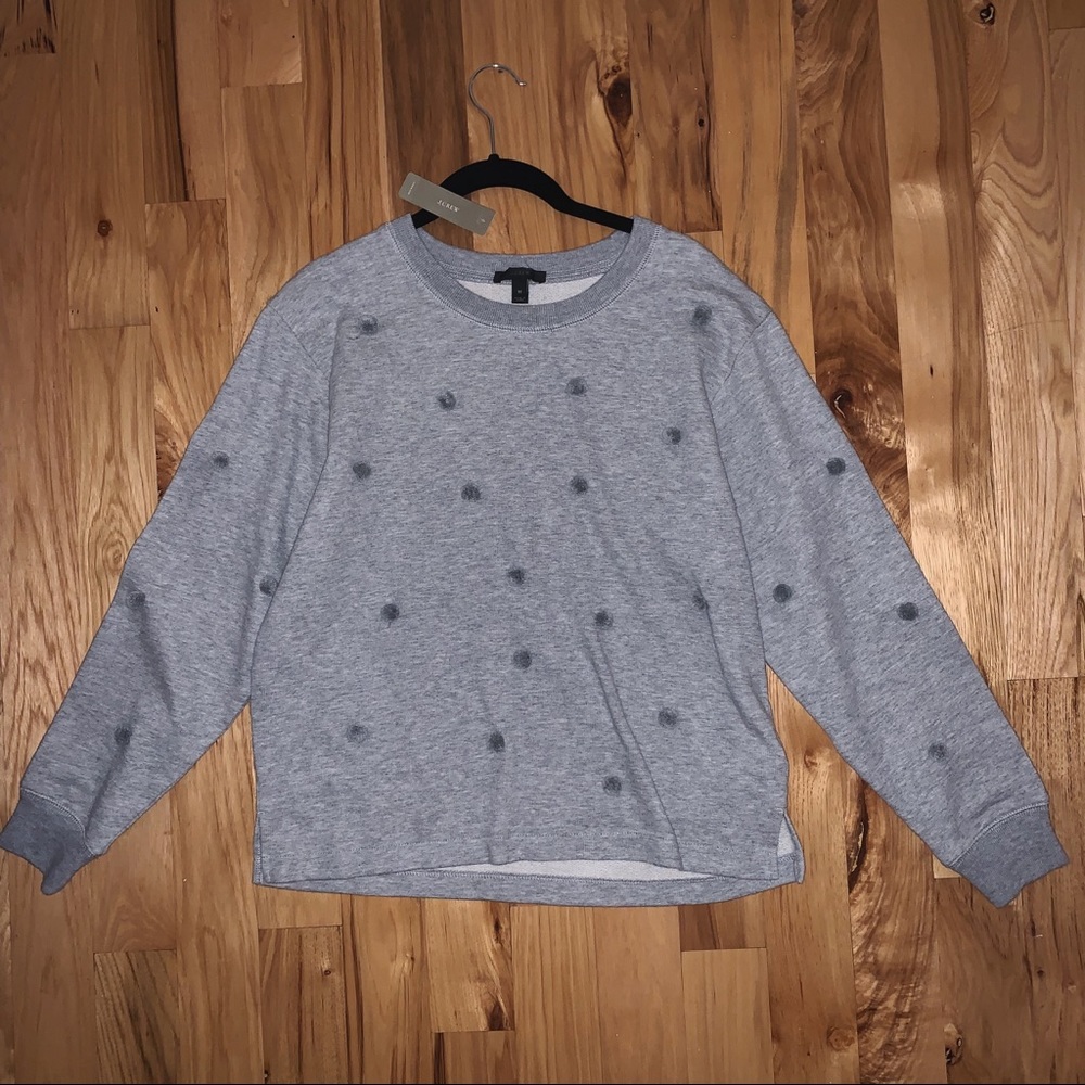 NWT- J Crew Gray Pom Pom Sweatshirt